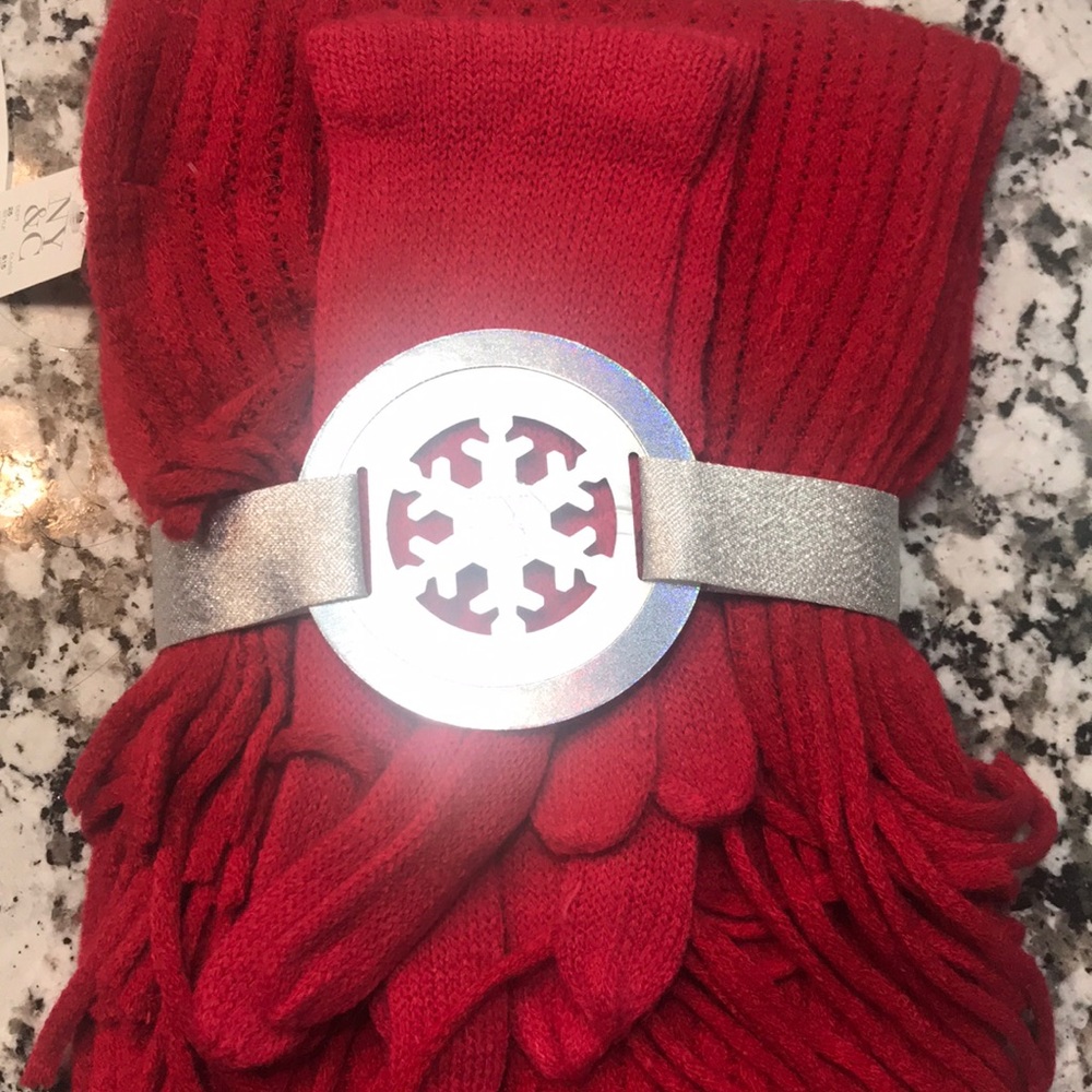 NWT NY&C Red Scarf and Glove set